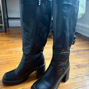 JustFab Sleek Black Heeled Boots